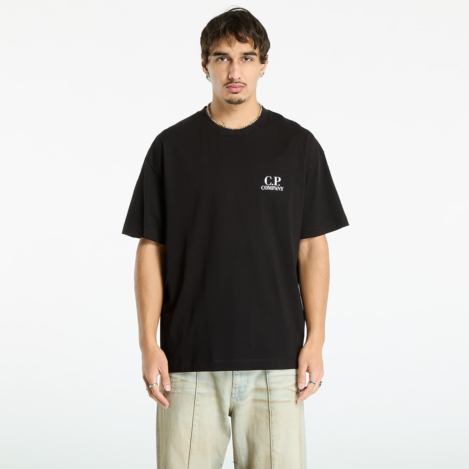 Tričko C.P. Company 30/1 Jersey Short Sleeve Logo T-Shirt Black L