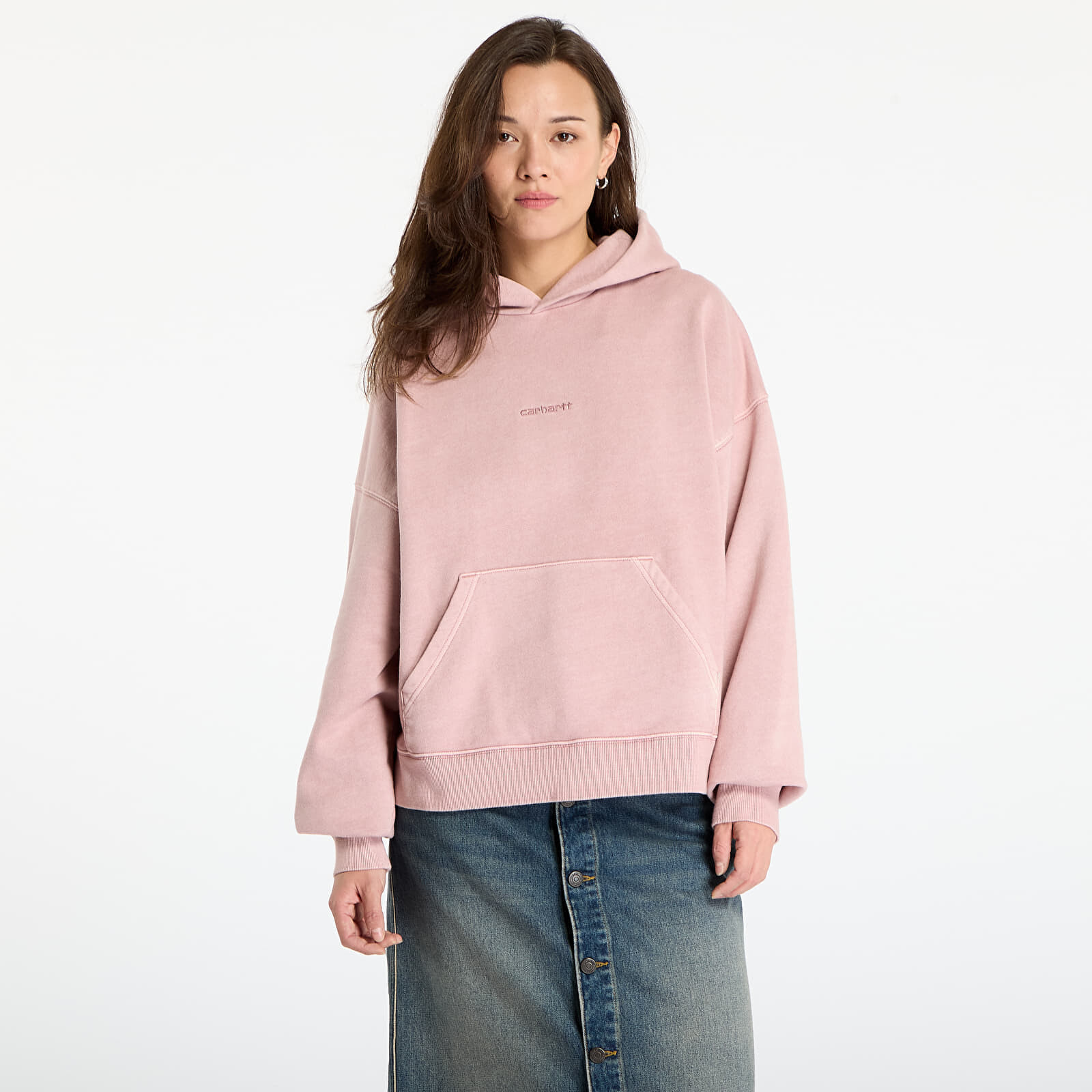 Mikina Carhartt WIP W' Hooded Benton Sweat Glassy Pink Garment Dyed M