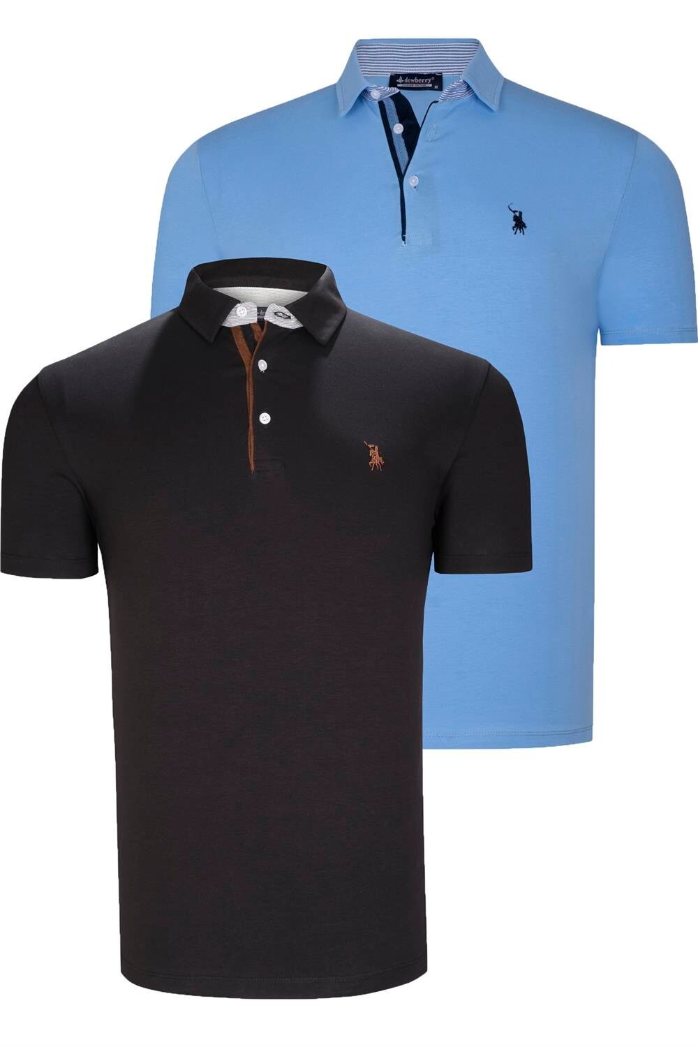 DUAL SET T8582 ROSNÉ PÁNSKE TRIČKO-ČIERNA-SVETLOMODRÁ