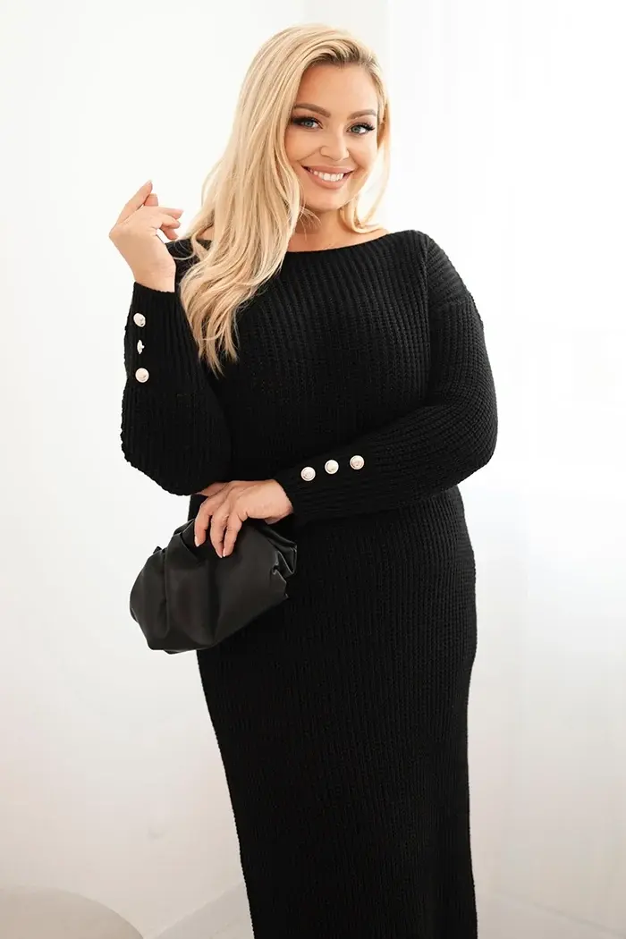 Kesi Włoski Sukňa pletená dámska Plus Size s mohairom čierna