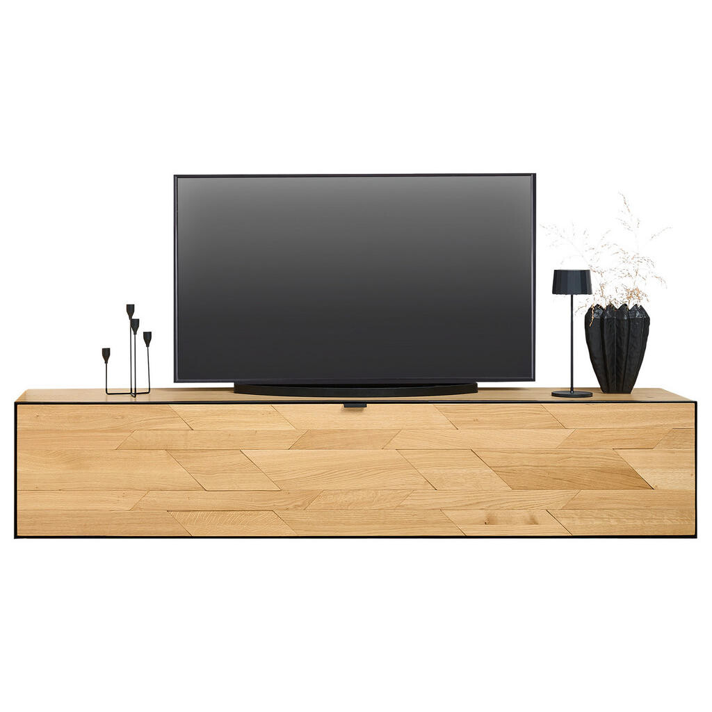 Linea Natura NÍZKA KOMODA, divoký dub, čierna, divoký dub, 180/35,2/42 cm