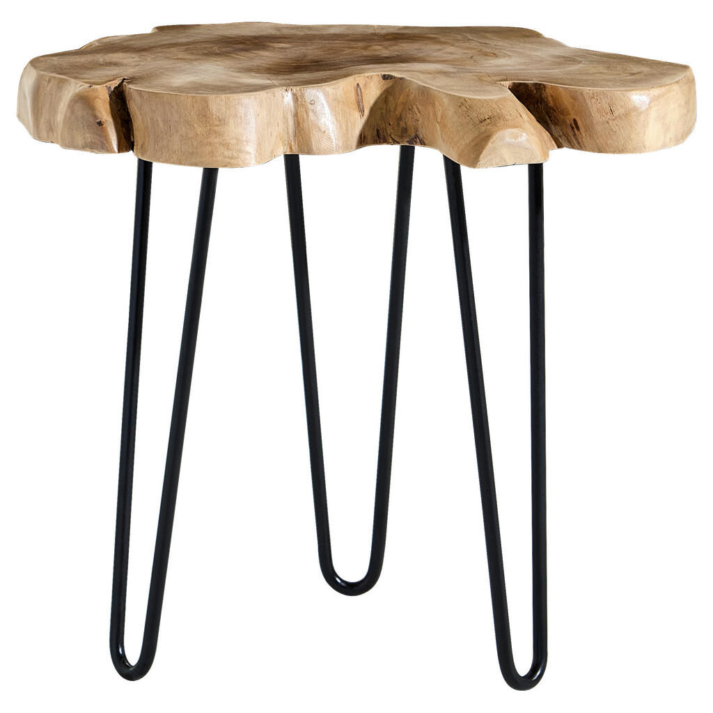 Livetastic PRÍRUČNÝ STOLÍK, tíkové drevo, prírodná farba, čierna