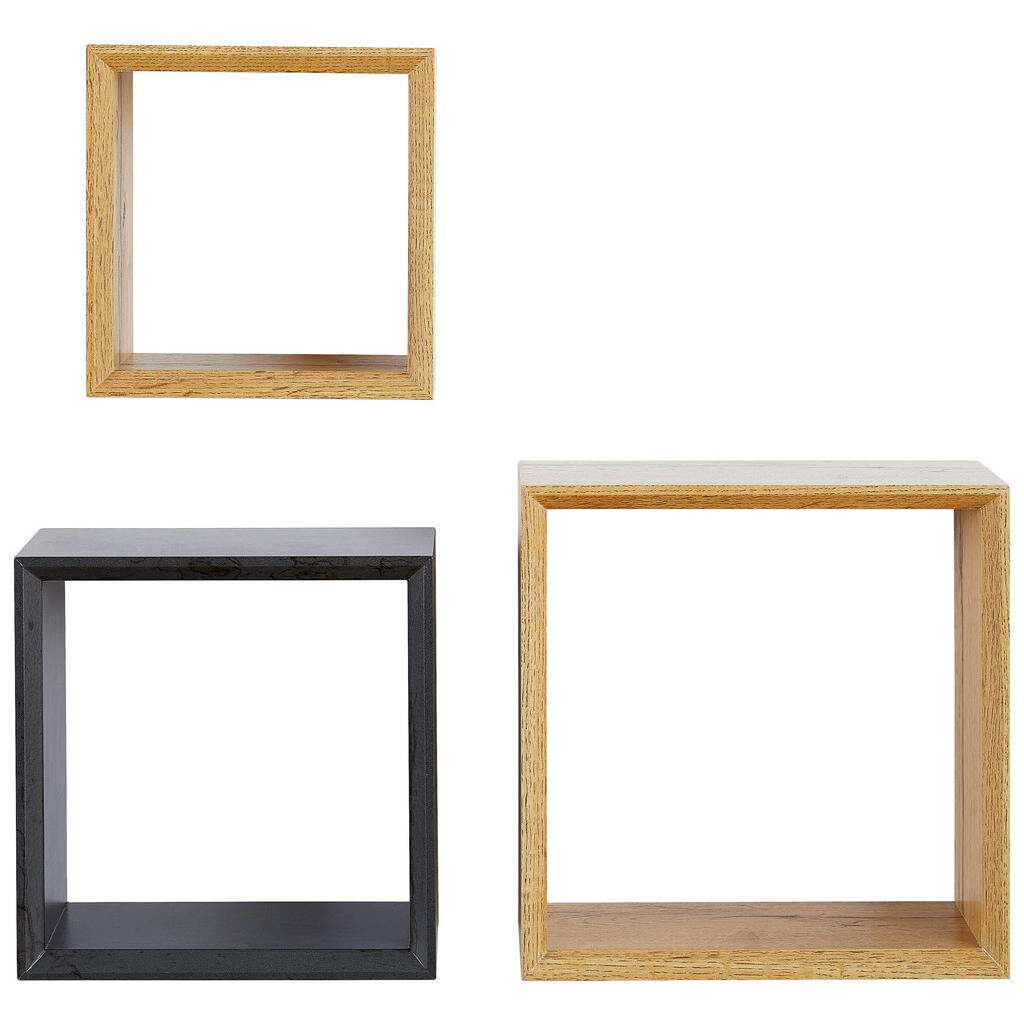 Carryhome SADA NÁSTENNÝCH REGÁLOV, antracitová, dub wotan