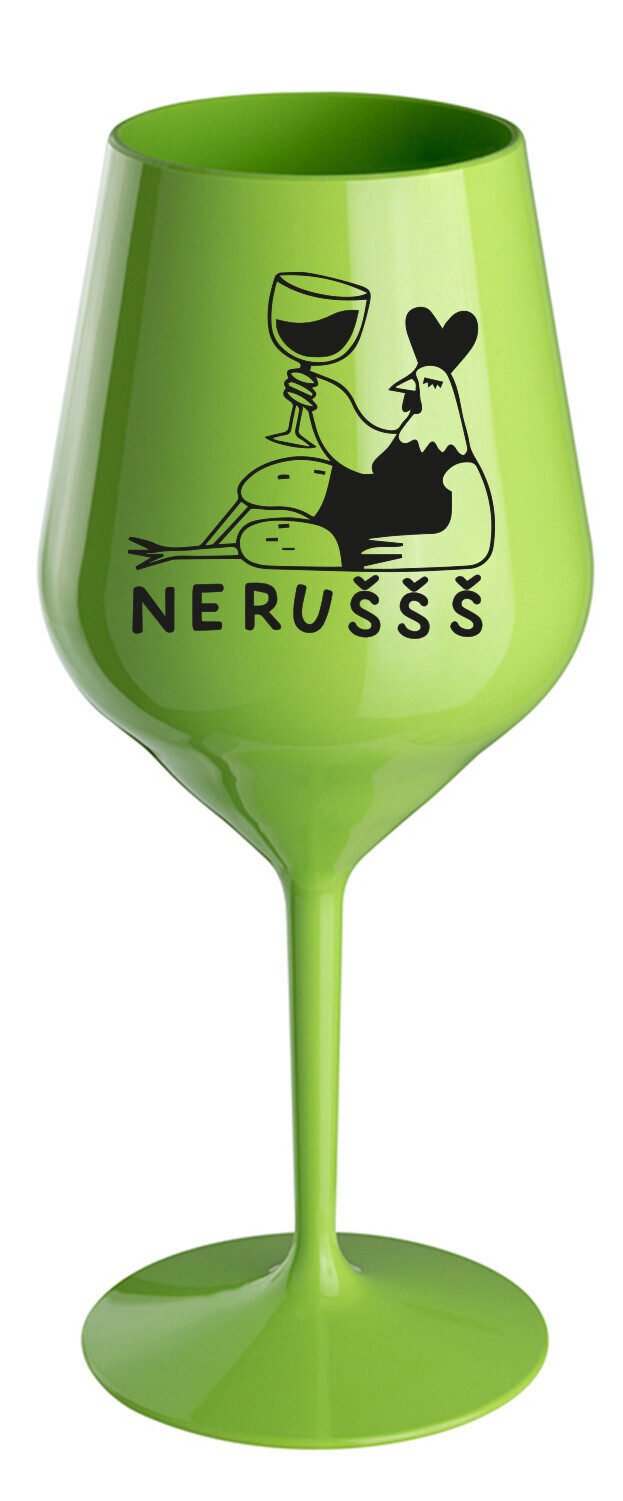 NERUŠŠŠ - zelená nerozbitná sklenice na víno 470 ml
