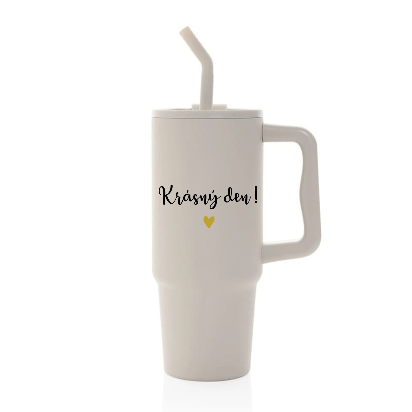 KRÁSNÝ DEN - béžový cestovní termohrnek 900 ml
