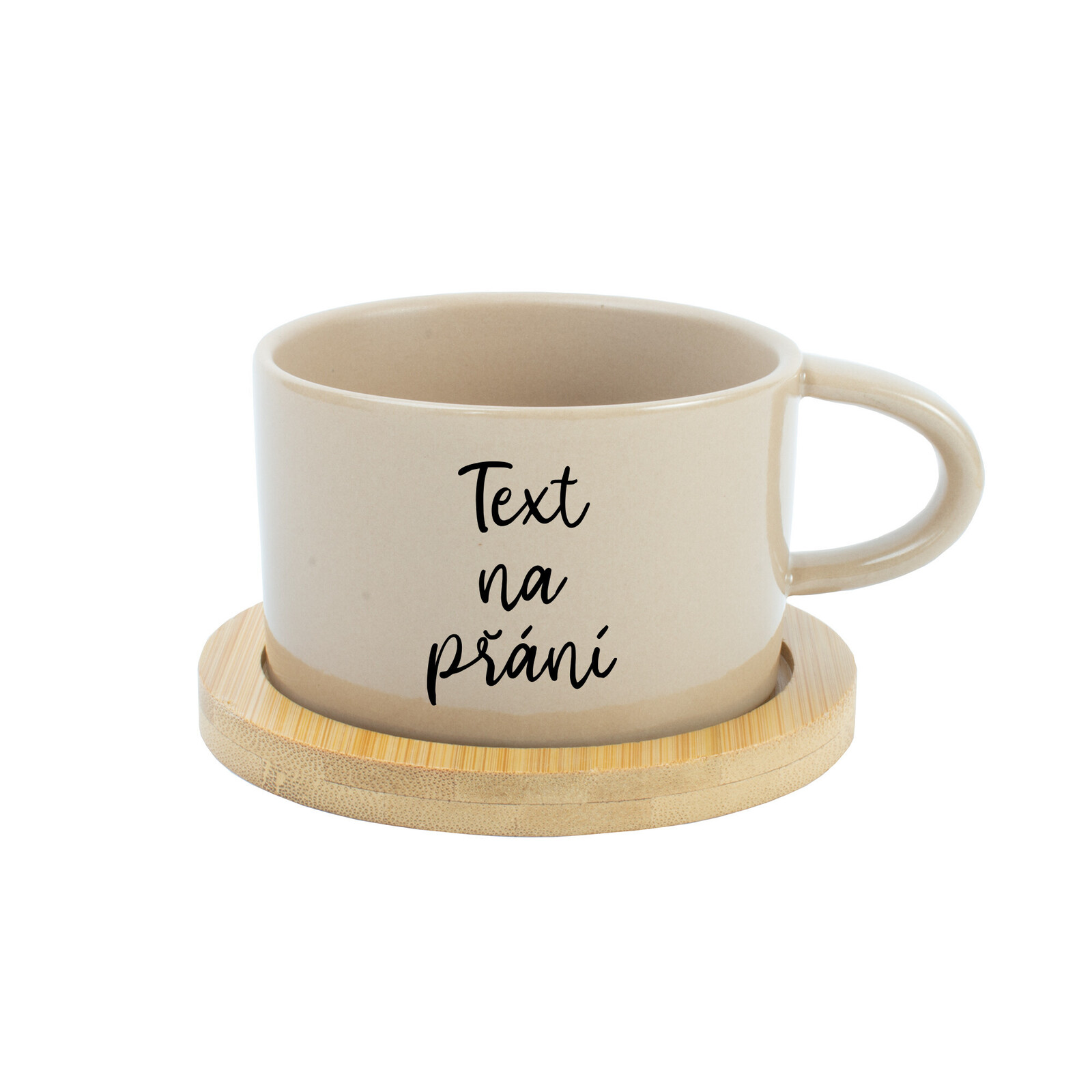 TEXT NA PŘÁNÍ - krémový keramický hrníček Makronka 200 ml