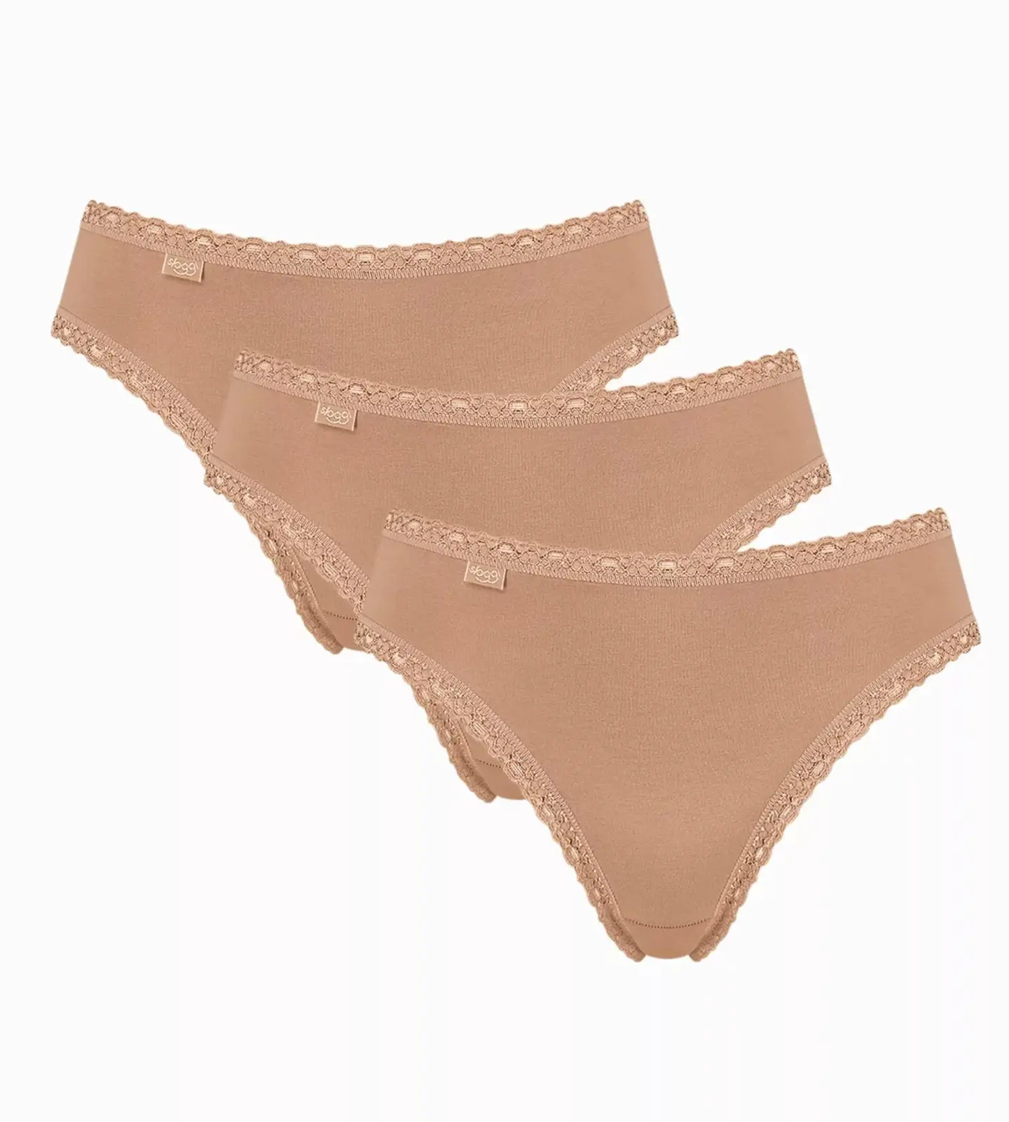 Dámske bavlnené čipkované tričko C3P 24/7 - BROWN - svetlohnedé 6239 - SLOGGI BROWN 42