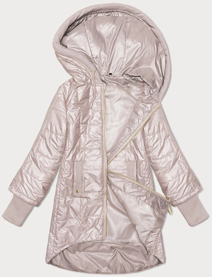 Perleťovo ružová dámska prešívaná bunda s ozdobným sťahovacím lemom S'West (B8345-51) odstíny růžové 48