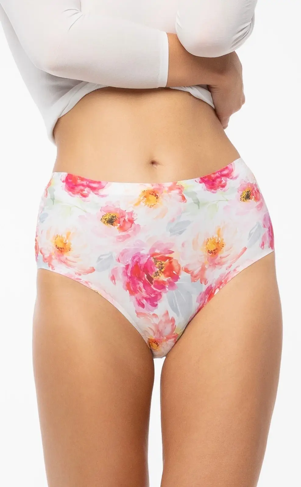 Julimex Peony Simple Maxi nohavičky S-2XL bílé květy S