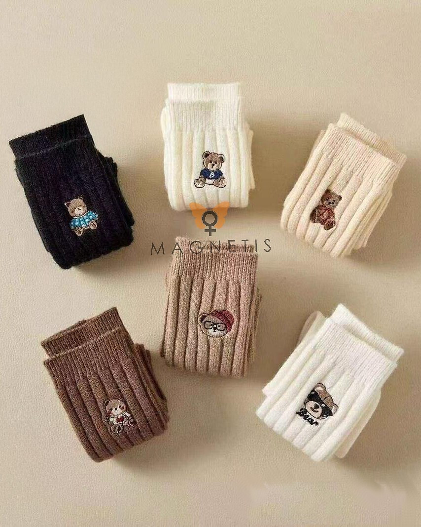Ponožky Magnetis YN5041 Výšivka medvedíka béžová Univerzální
