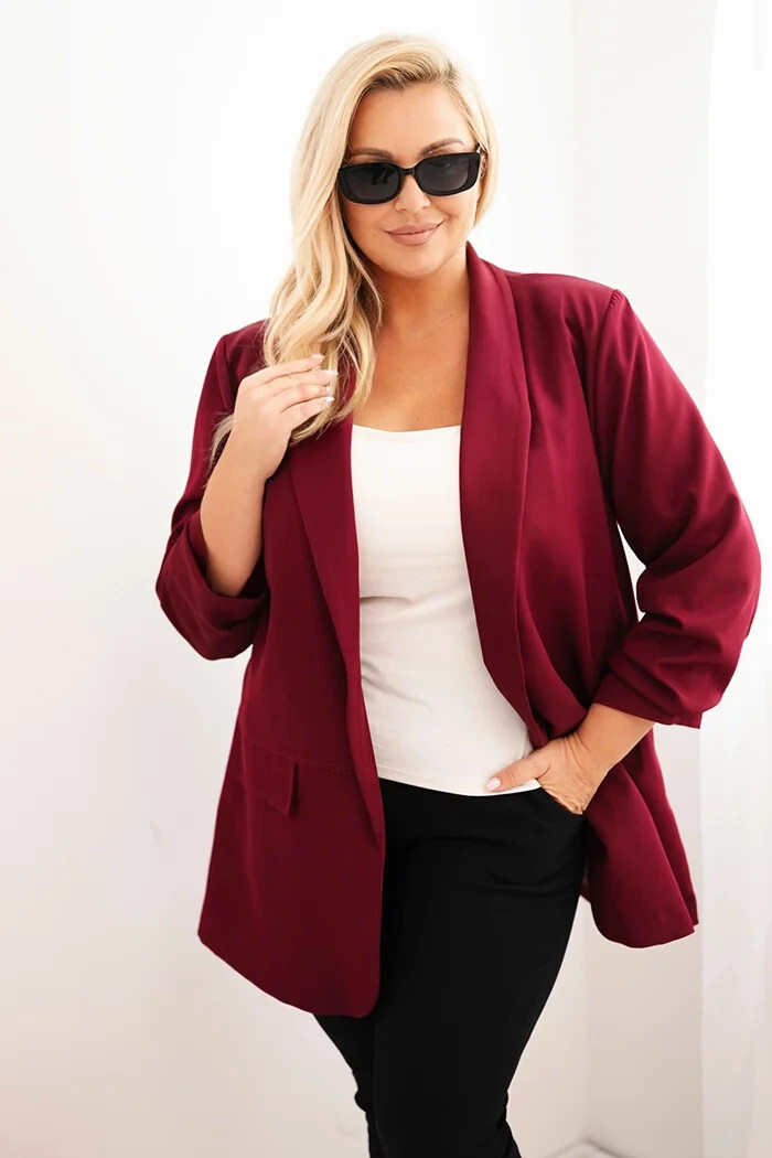 Dámska elegantná plus size bunda bordová UNI