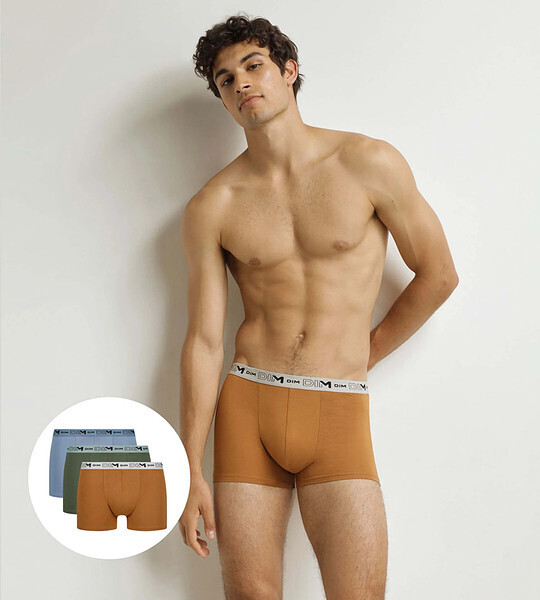 Pánske boxerky z organickej bavlny 3ks DIM COTTON STRETCH BIO BOXER 3x - DIM - oranžová M