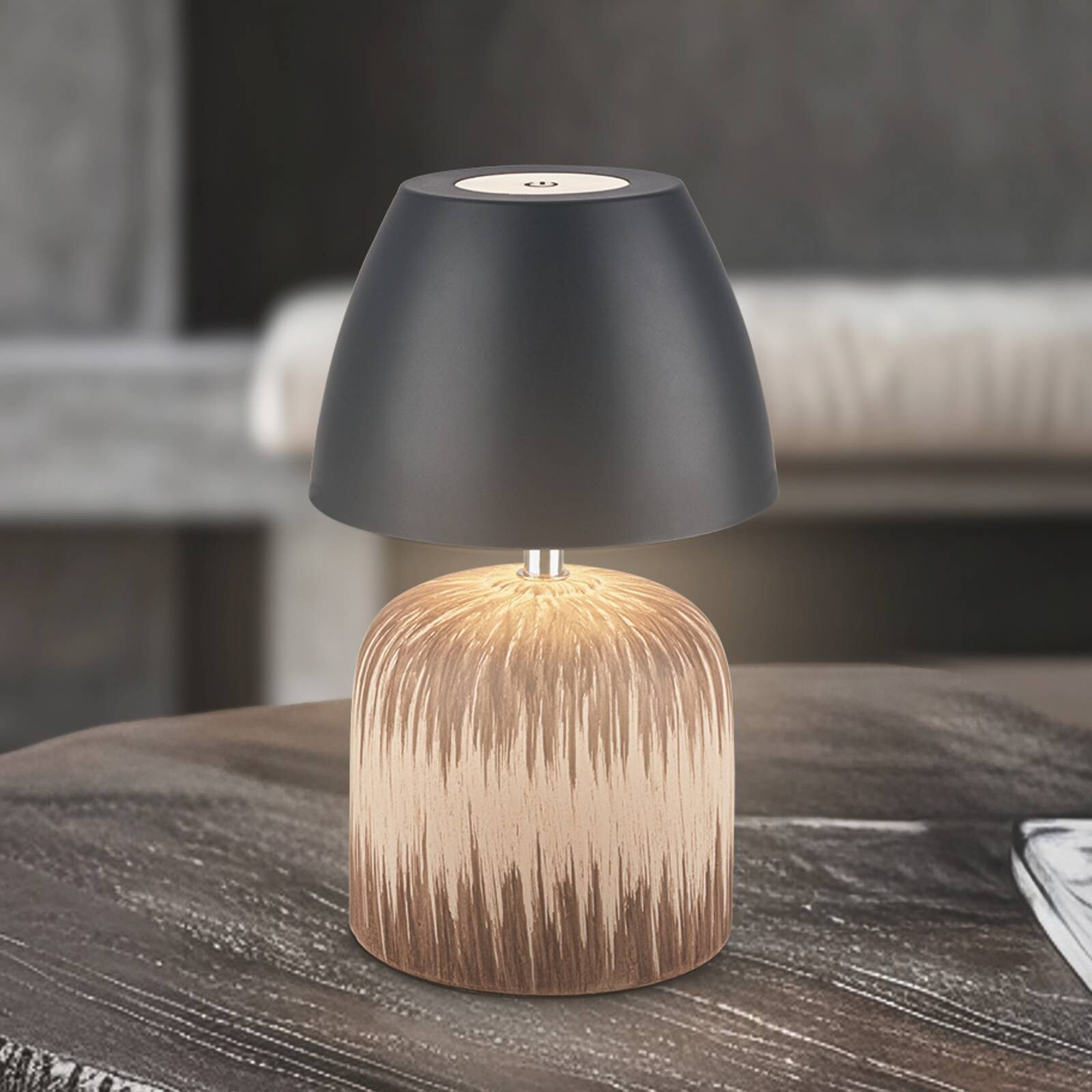 LED stolová lampa Brilo unplugged Cera, antracitová, 22 cm