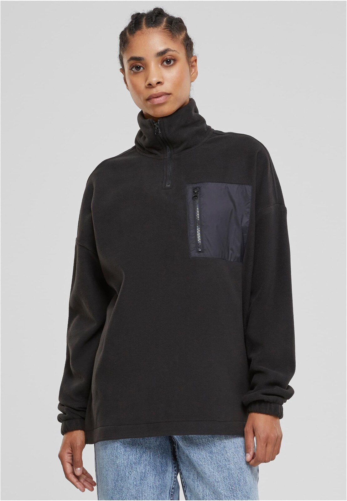 Women's fleece sweatshirt Troyer black