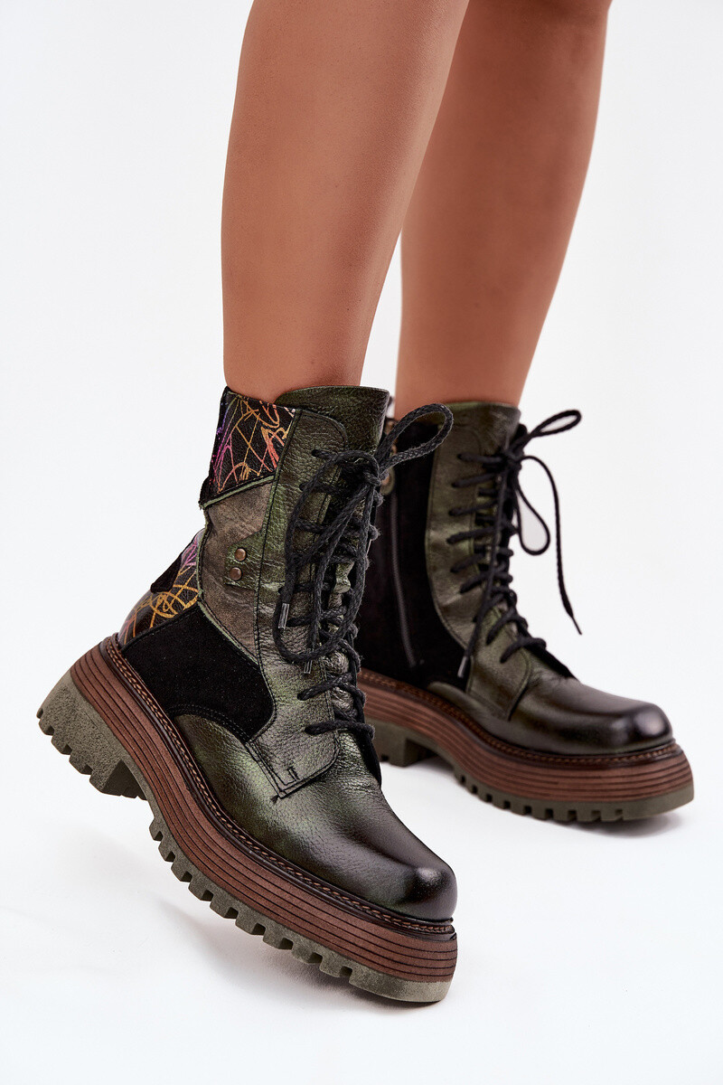 Kožené dámske workery na platforme Maciejka