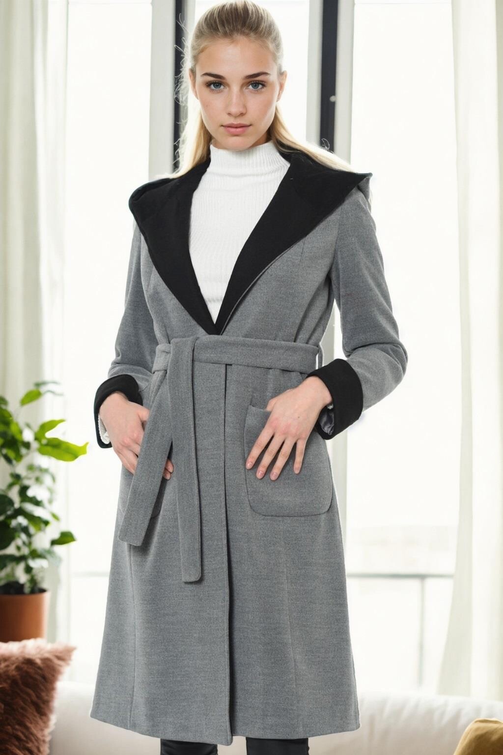 Z9422 DEWBERRY WOMEN'S COAT-GREY