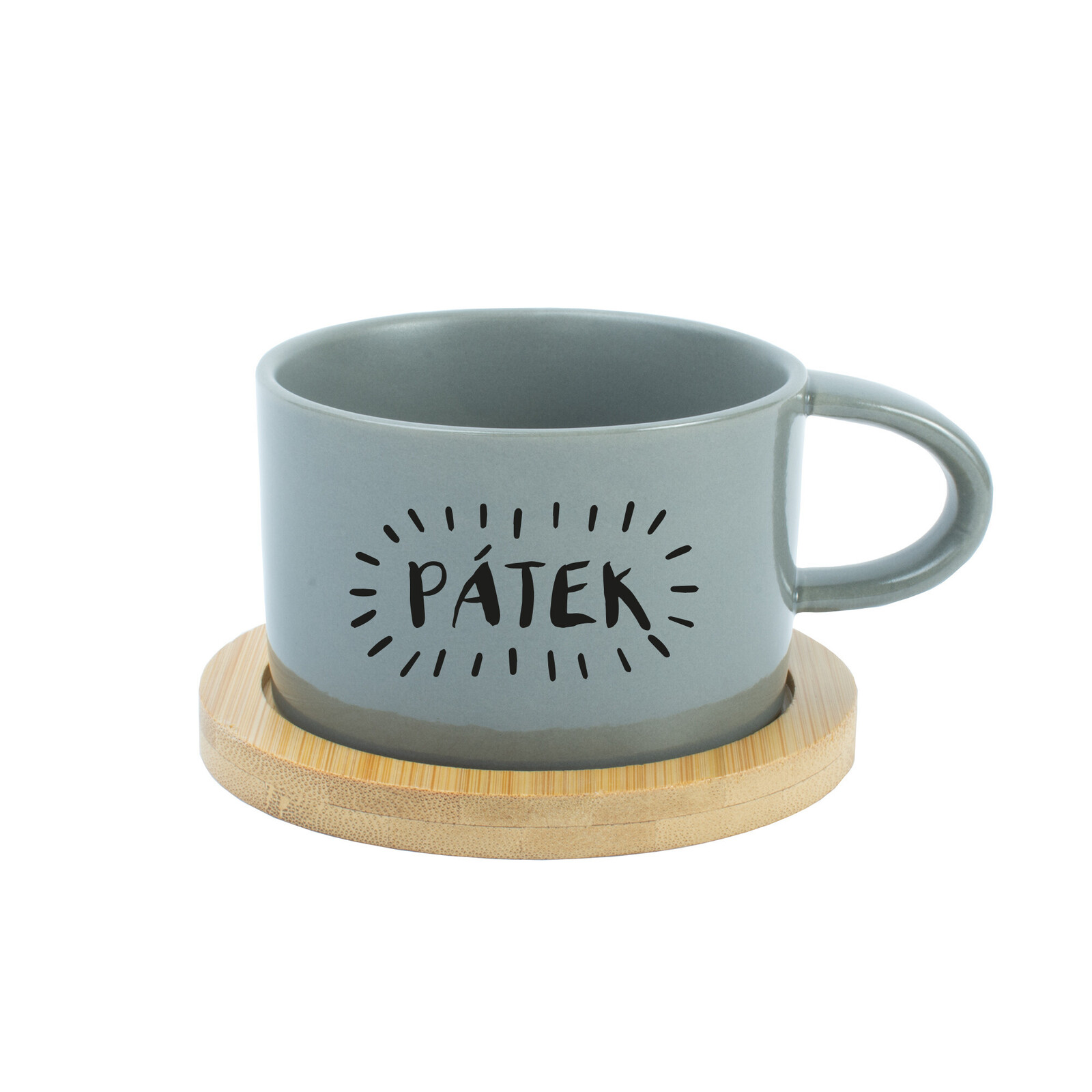 PÁTEK - šedý hrníček makronka 200 ml