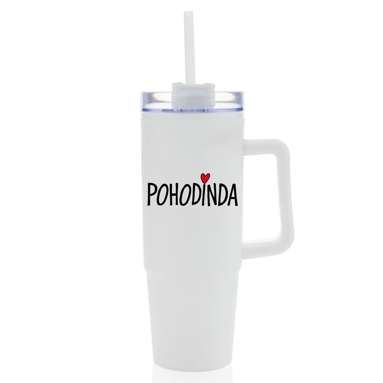 POHODINDA - bílá cestovní termoska s průhledným víčkem 900 ml