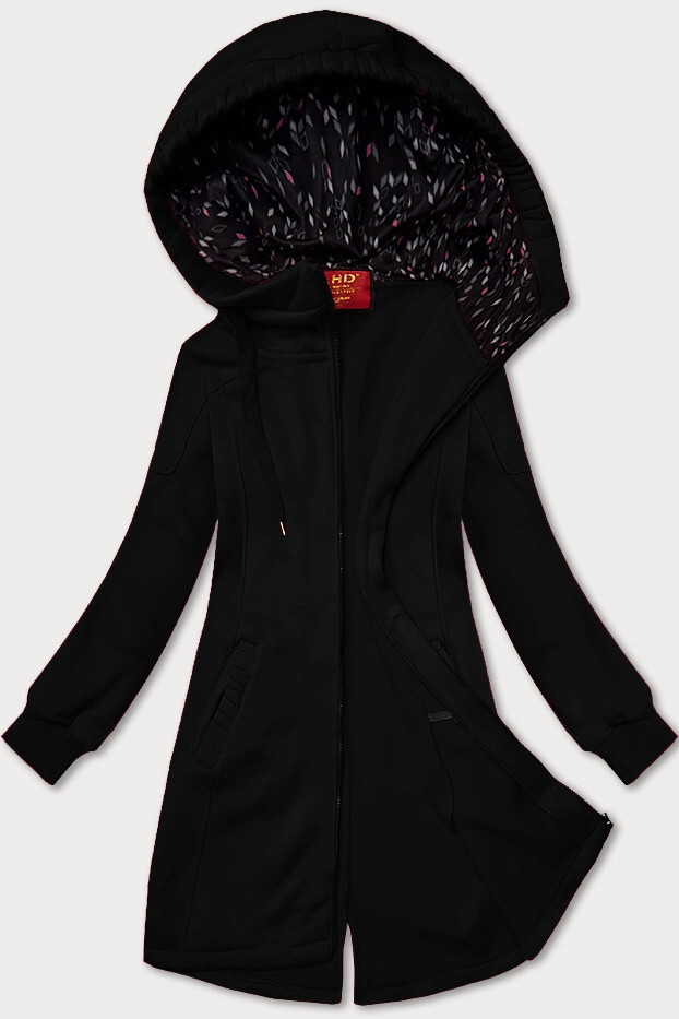 Čierna dámska dlhá mikina na zips s kapucňou LHD (AMG-693A) odstíny černé XL (42)