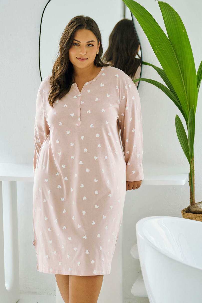 3469 NOČNÁ KOŠEĽA NORI 2XL-4XL Růžová 2XL