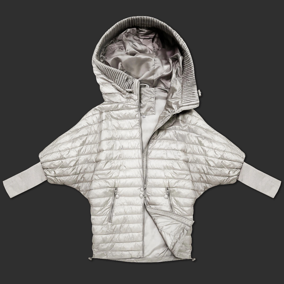 Dámska netopieria bunda v ecru farbe Minority (P3-6913-12) odstíny béžové S (36)