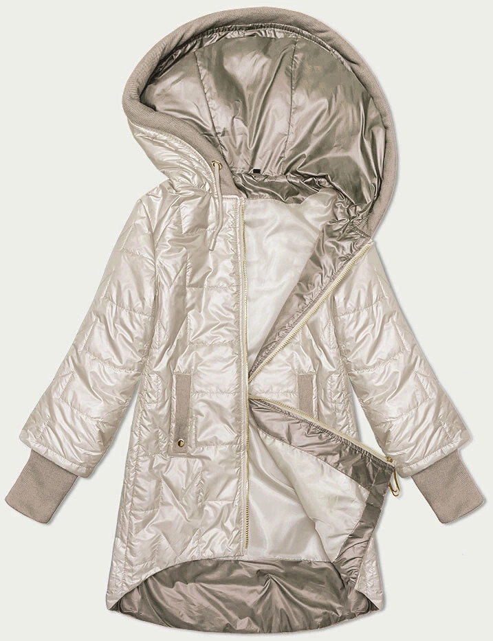 Svetlo béžová prešívaná bunda s ozdobným sťahovacím lemom S'West (B8345-70) odstíny béžové 46