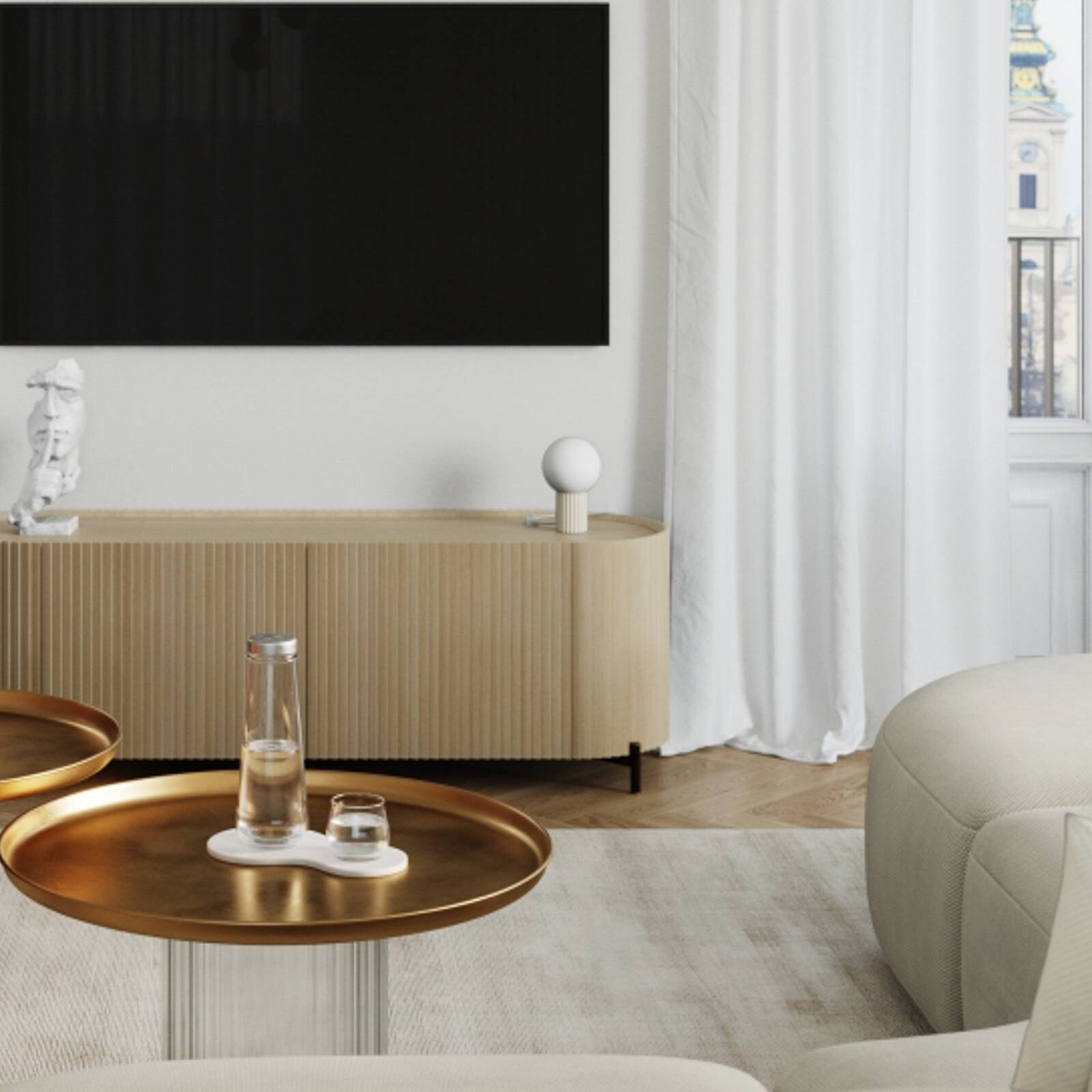 Stolová lampa ORBI, béžová, sklo/kov, výška 19 cm, G9