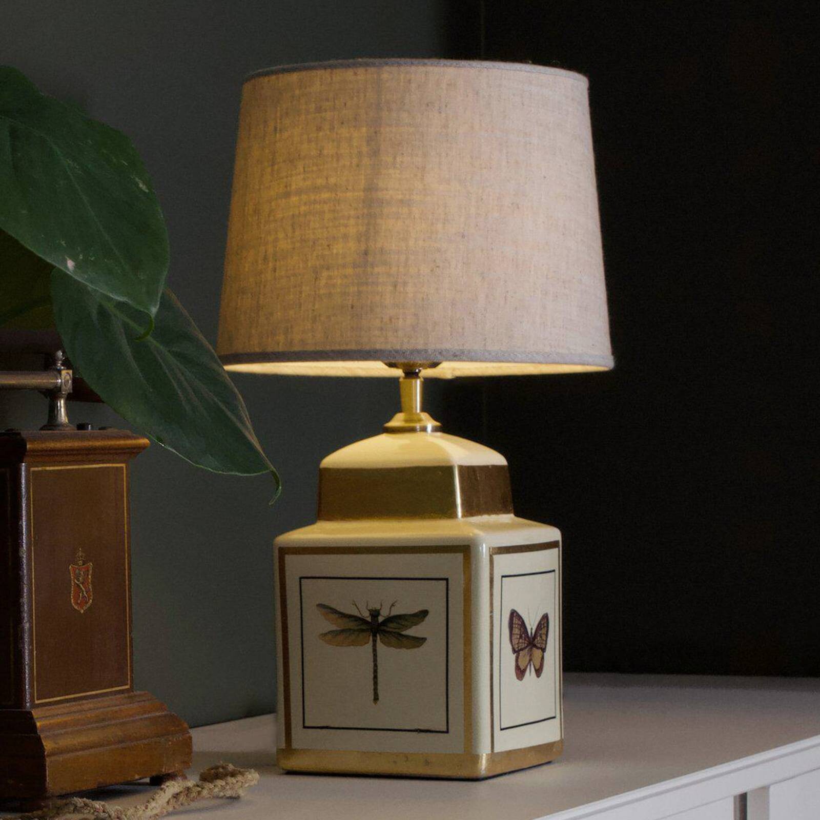 PR Home stolová lampa Lucca, piesková, výška 45 cm, keramika