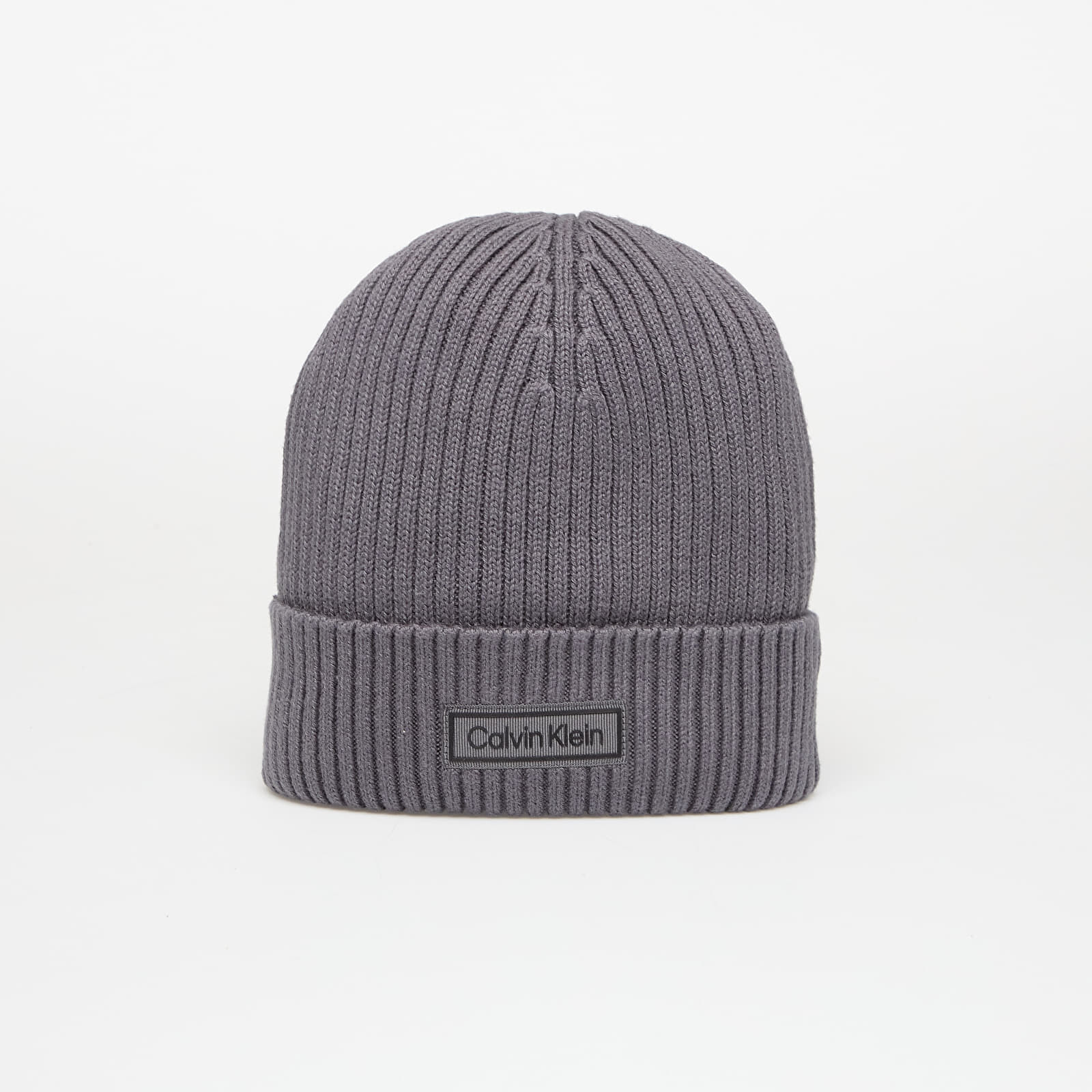 Čiapka Calvin Klein Patch Chunky Rib Cot Hat Grey Universal