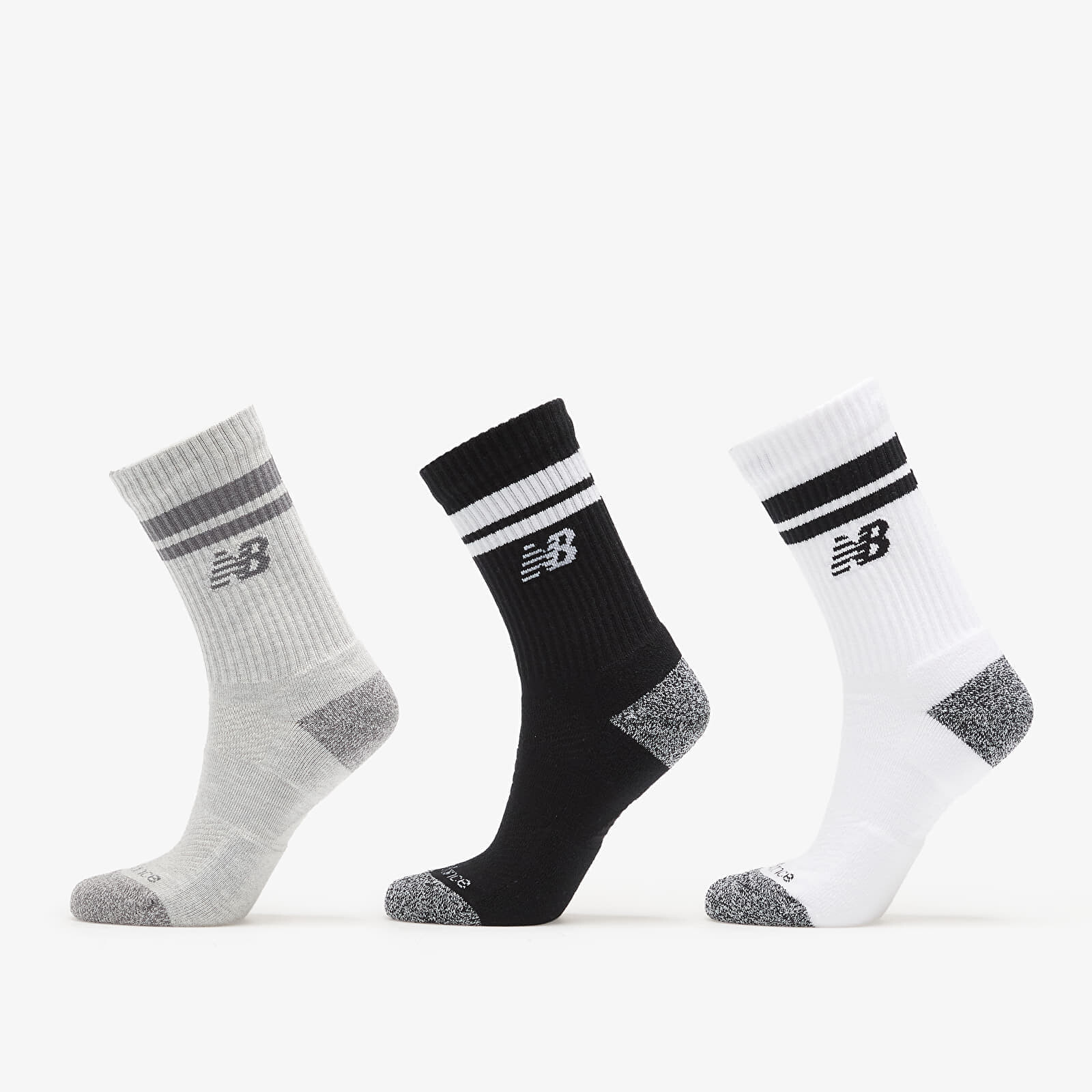 Ponožky New Balance Active Lifestyle Striped Crew Socks 3-Pack White/ Black/ Grey XL