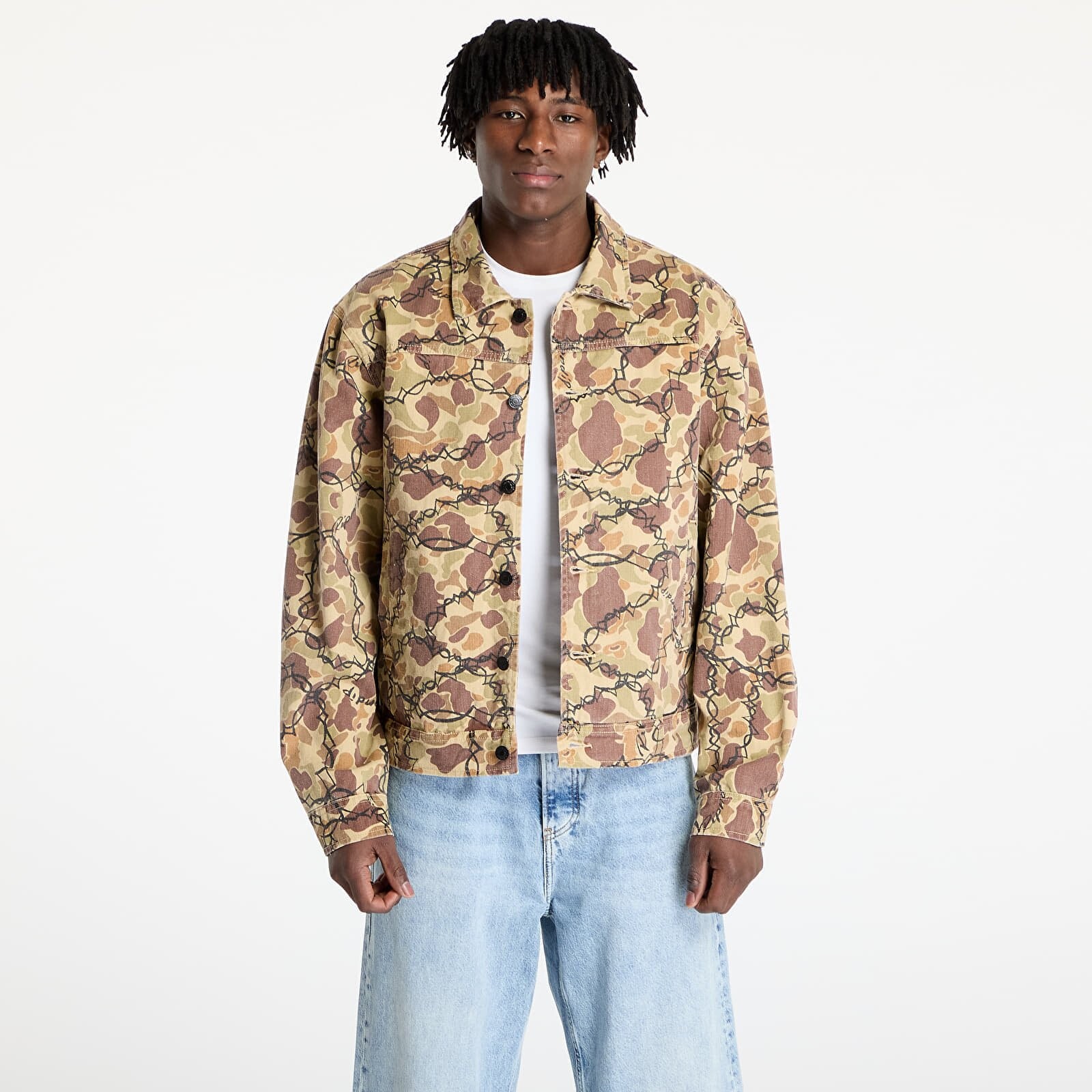 Bunda RIPNDIP Wired Button Up Jacket Tan Camo XXL