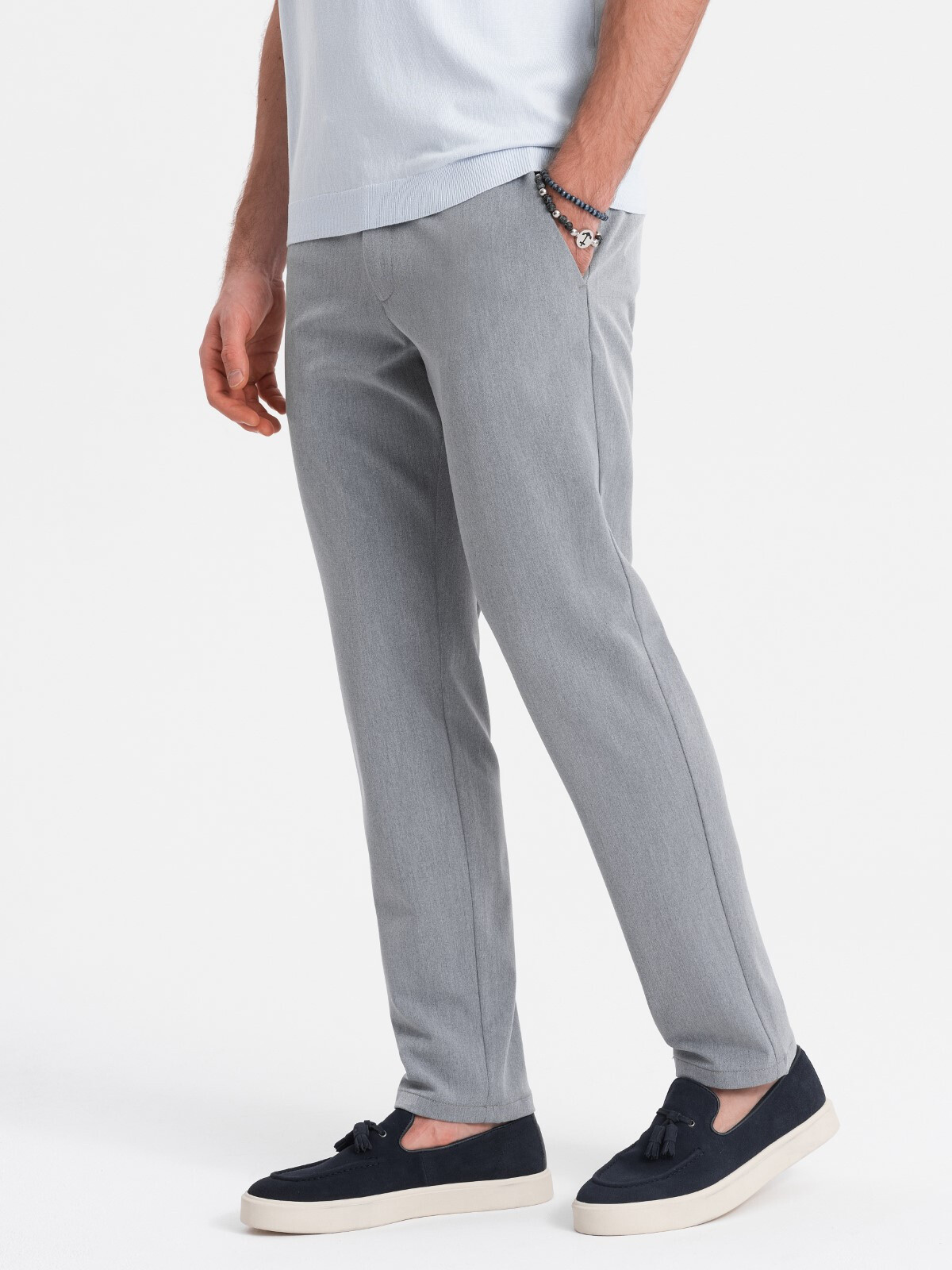 Ombre Elegant men's SLIM FIT chino pants - light grey