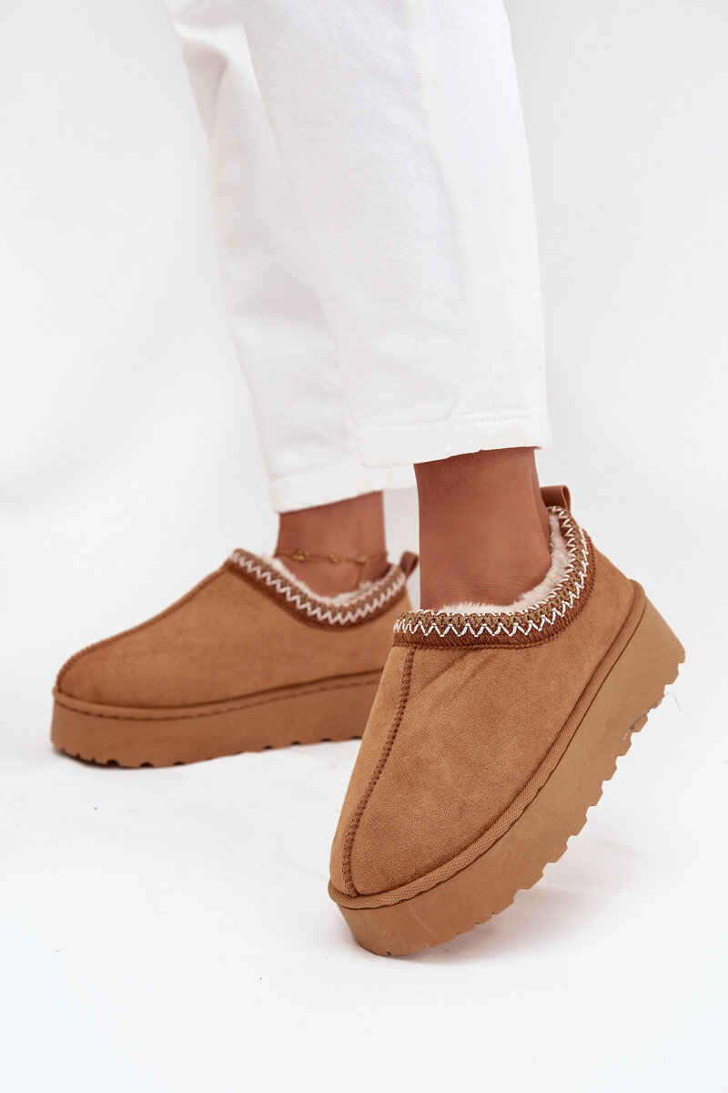 Boto Nízke dámske snehuliaky s výšivkou na platforme Camel Taliah