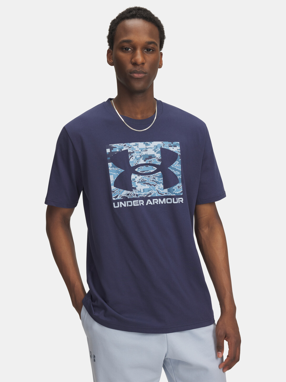 Men's Under Armour UA ABC CAMO BOXED LOGO SS-BLU T-Shirt - Mens