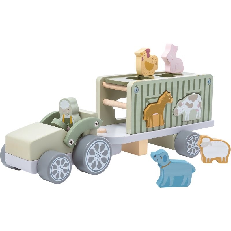 2Kids Toys Wooden Car with Animals sada hračiek z dreva 2y+ 10 ks