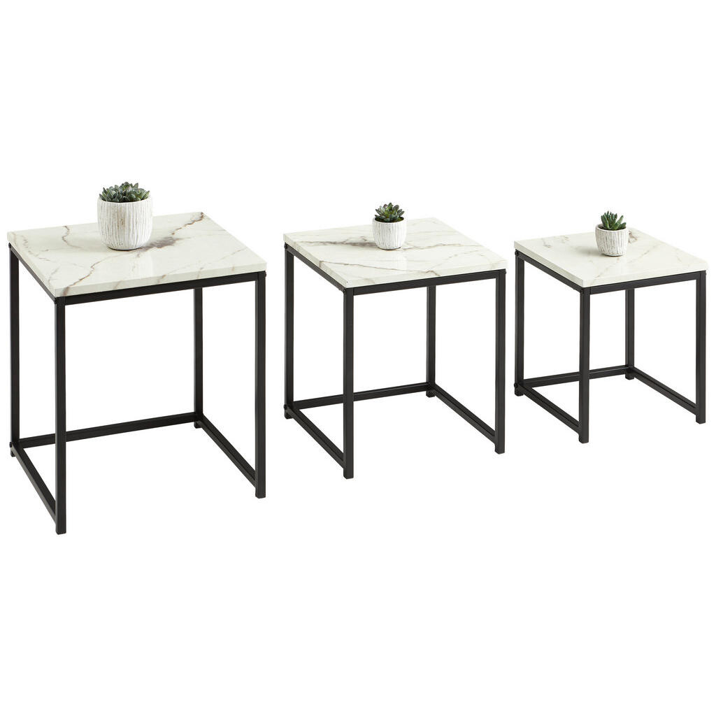 MID.YOU SADA ZASÚVACÍCH STOLÍKOV, čierna, biela, kov, kompozitné drevo, 44,5/40/44 cm