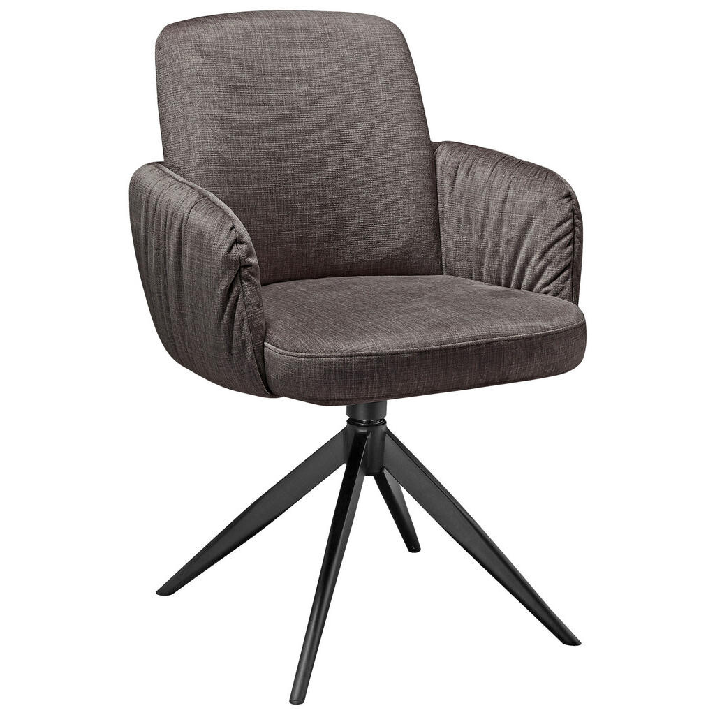 Moderano STOLIČKA S PODRÚČKAMI, železo, zamat, čierna, sivohnedá