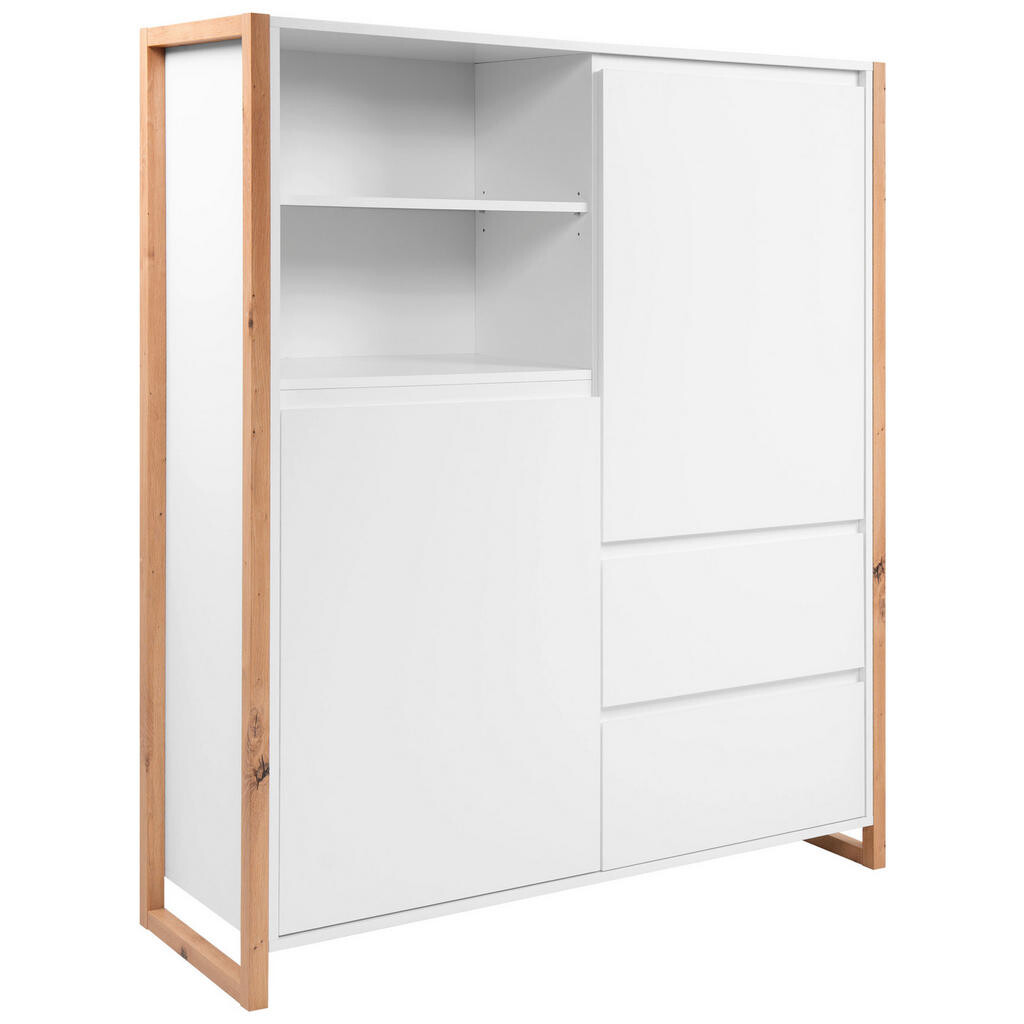 MID.YOU VYSOKÁ KOMODA, biela, dub artisan, 120/139/40 cm