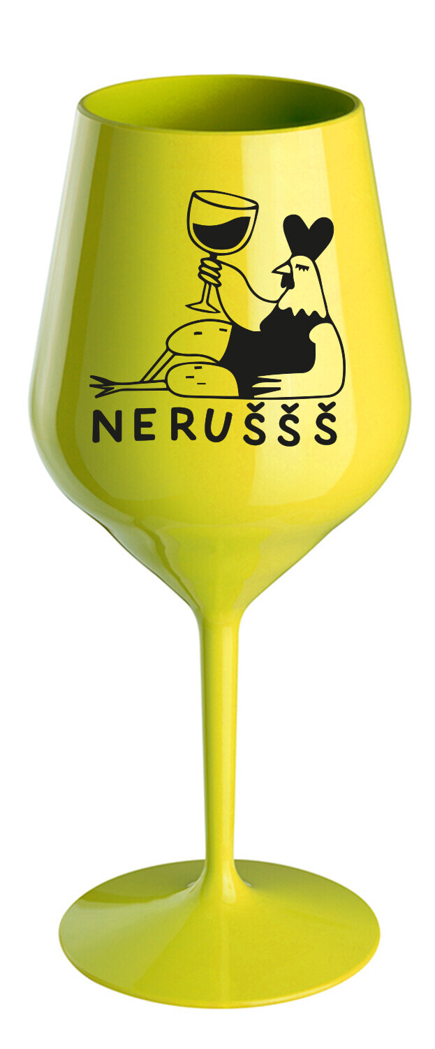 NERUŠŠŠ - žlutá nerozbitná sklenice na víno 470 ml