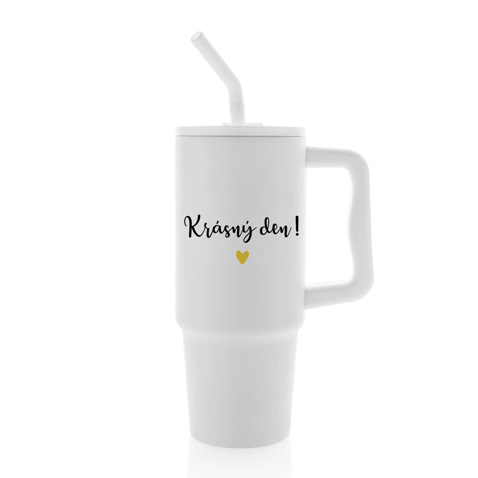 KRÁSNÝ DEN - bílý cestovní termohrnek 900 ml