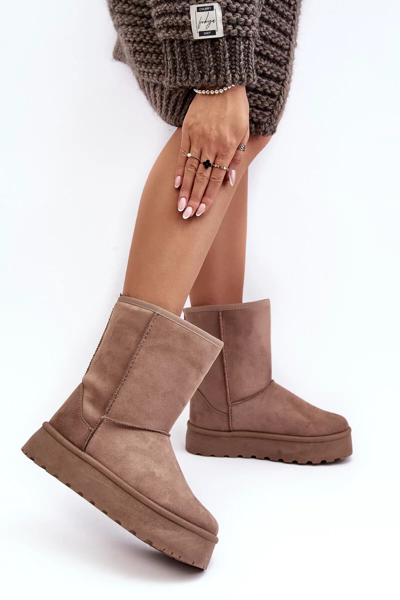 Dámske snežnice Abrams s kožušinovou podšívkou tmavo béžové 39