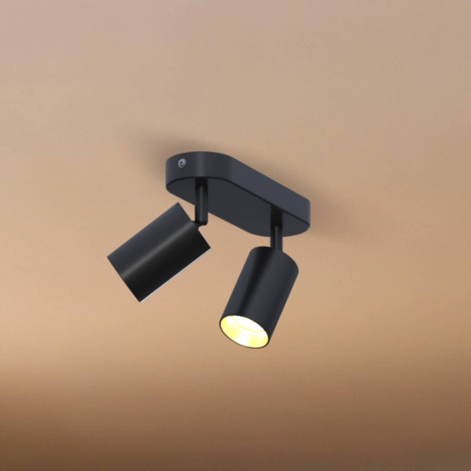 Calex GU10 stropné bodové svetlá, čierny, dĺžka 21 cm, 2-pl., kovový