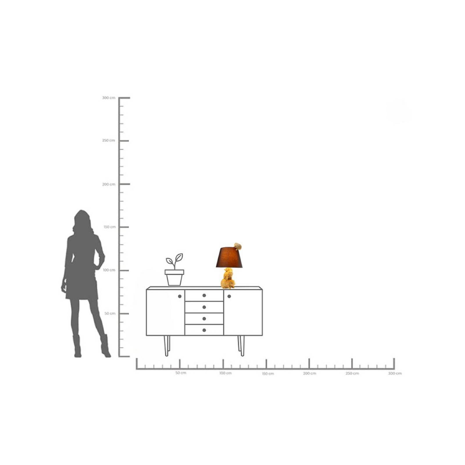 Kare stolová lampa Animal Hedgehog Family, zlatá/hnedá, E27