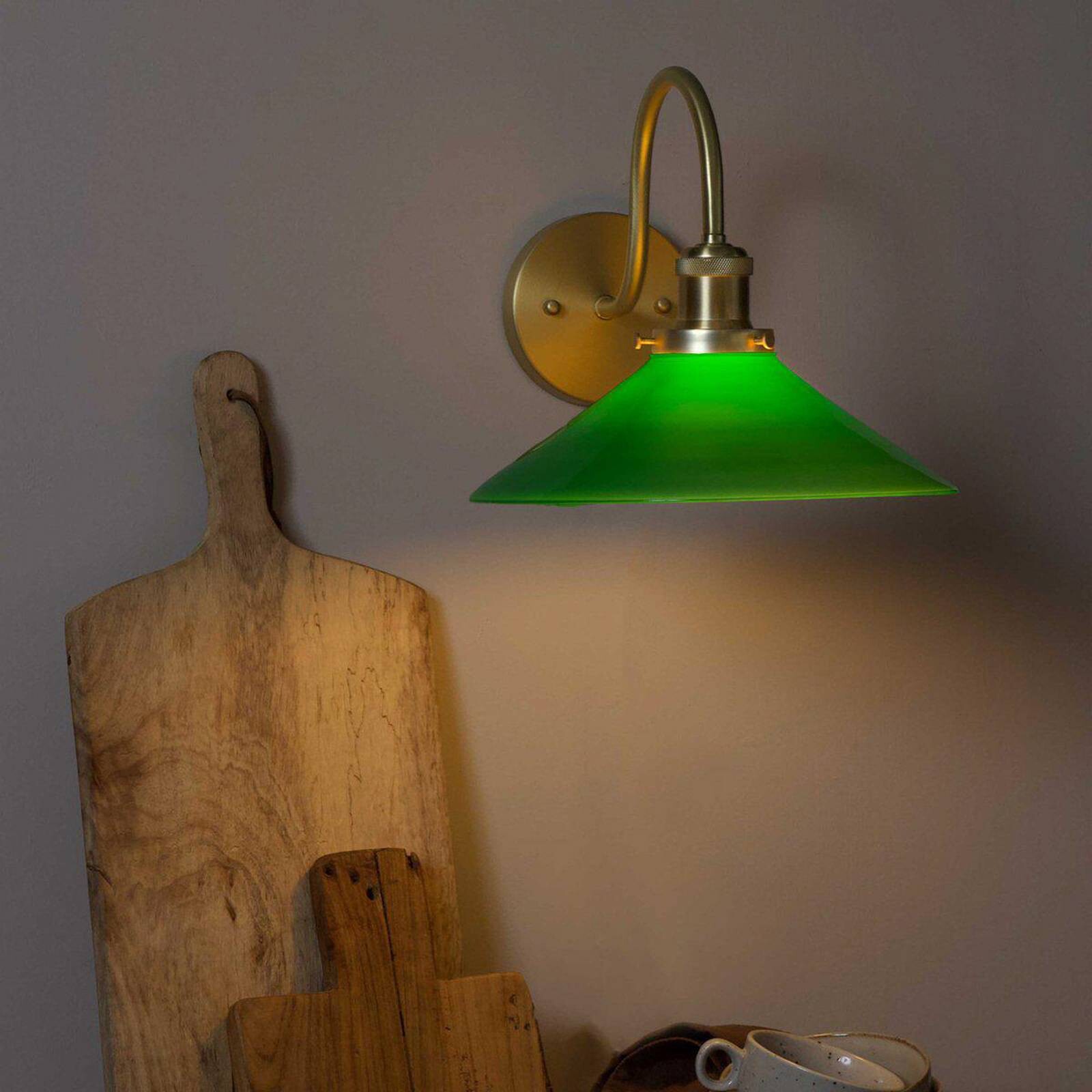 PR Home nástenné svetlo August, zlatá/zelená, výška 25 cm, E27