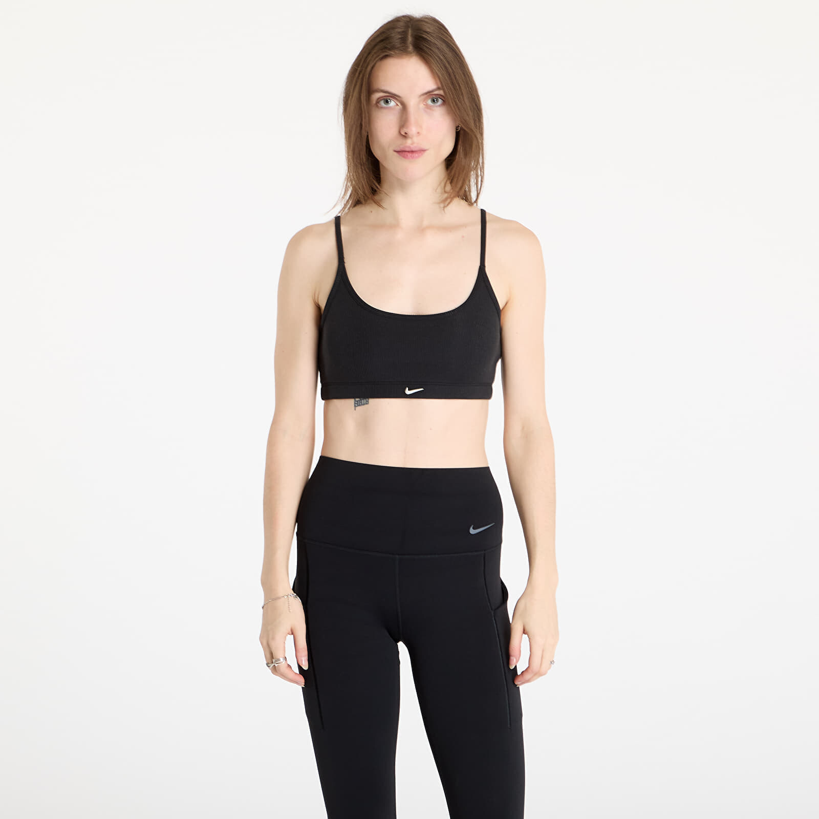 Podprsenka Nike Sportswear Classic Women's Light-Support Lightly Lined Ribbed Scoop-Neck Bra Black/ Black/ Black/ Sail XL