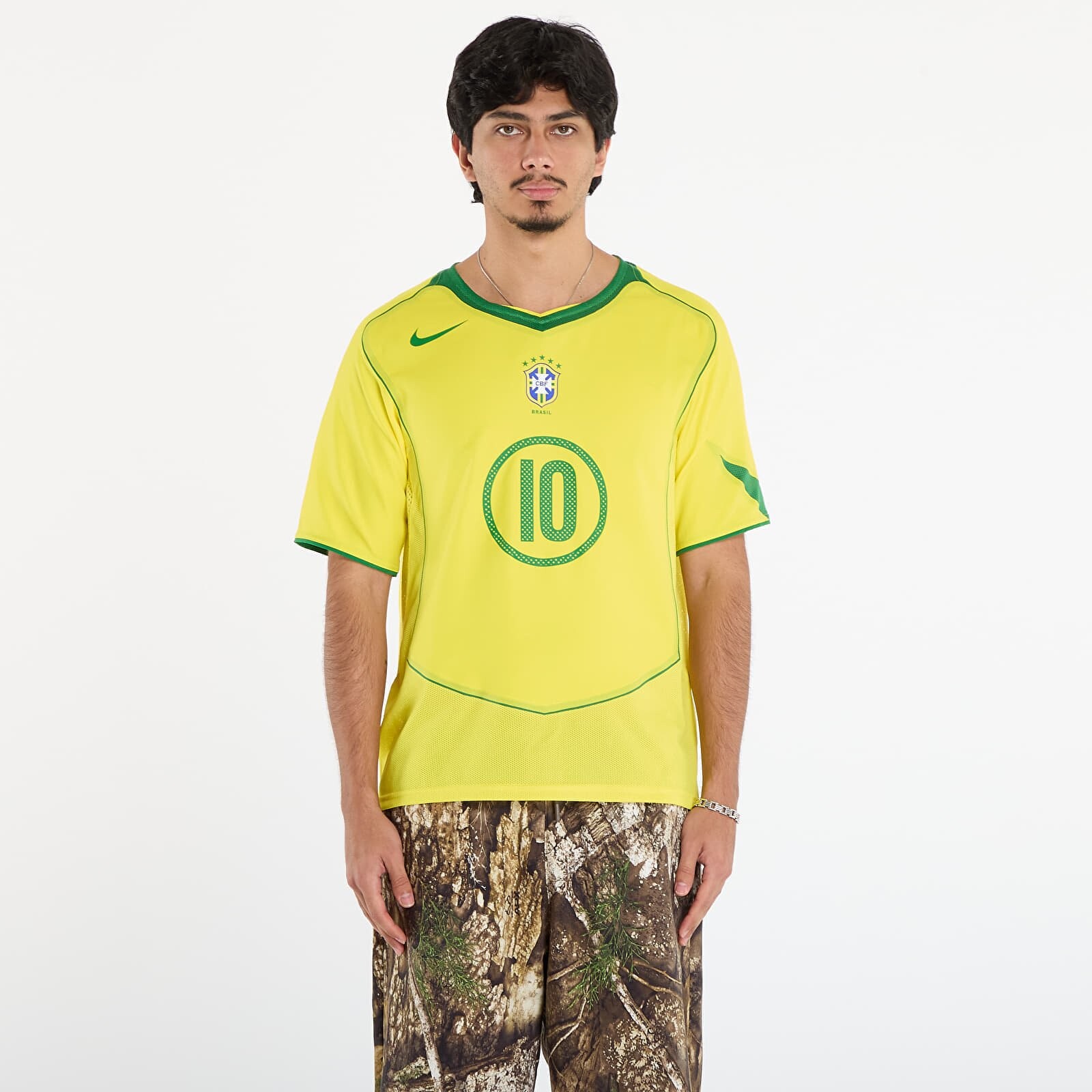Dres Nike Men's Ronaldinho Brazil 2004 Total 90 Reissue Soccer Replica Jersey Opti Yellow/ Apple Green/ Apple Green M