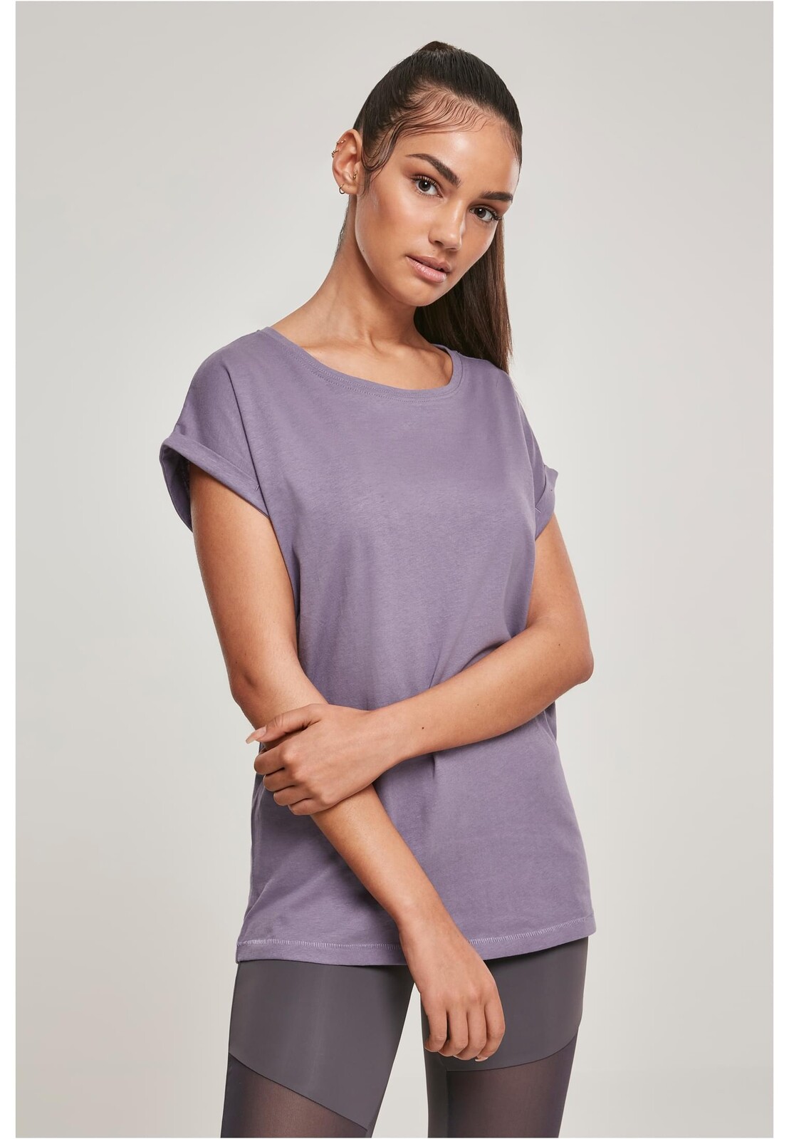 Women's T-shirt with extended shoulder dusty purple