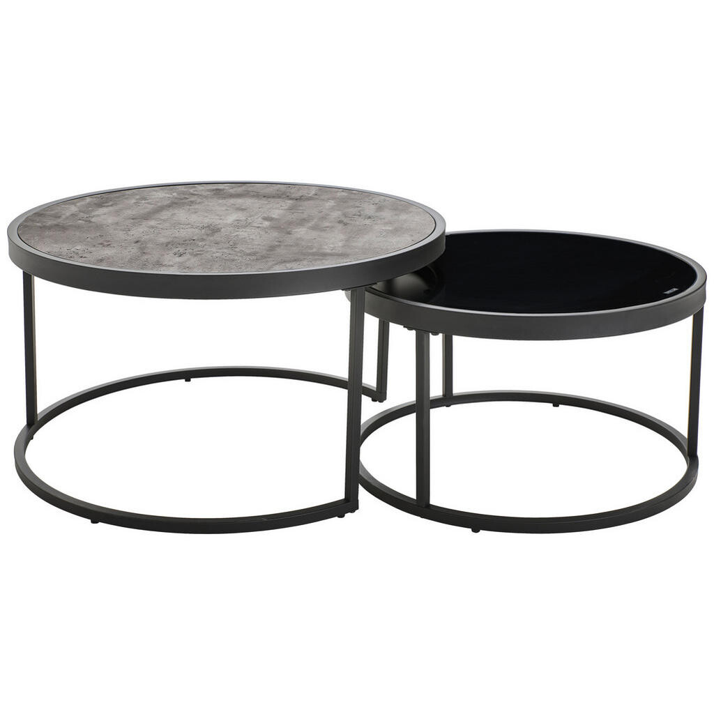 MID.YOU SADA KONFERENČNÝCH STOLÍKOV, sivá, čierna, kov, sklo, kompozitné drevo, 65-80/65-80/38-40 cm