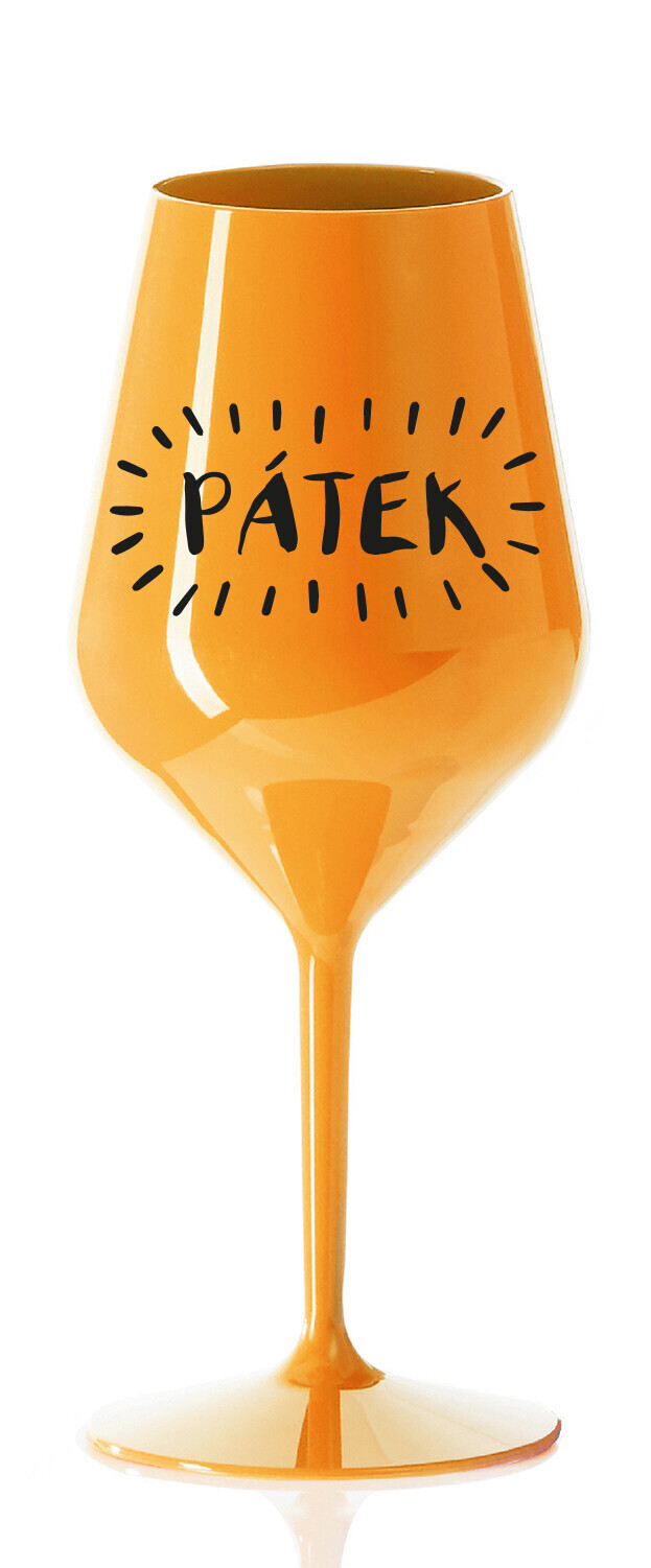 PÁTEK - oranžová nerozbitná sklenice na víno 470 ml
