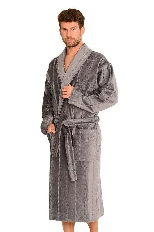 De Lafense 819 pánsky župan 3XL-4XL šedé pruhy 3xl